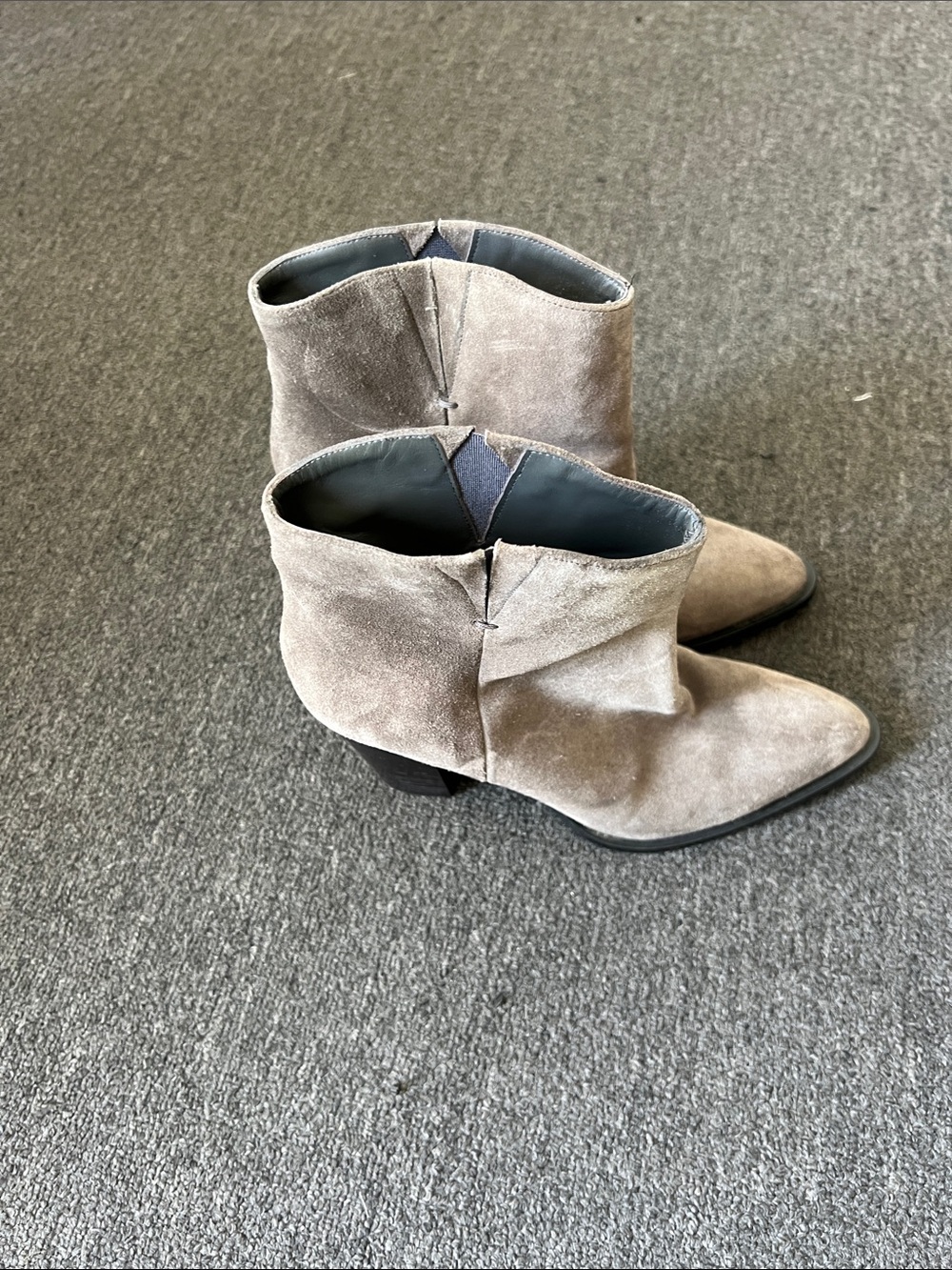 Vince Taupe Suede Slouch Ankle Boots